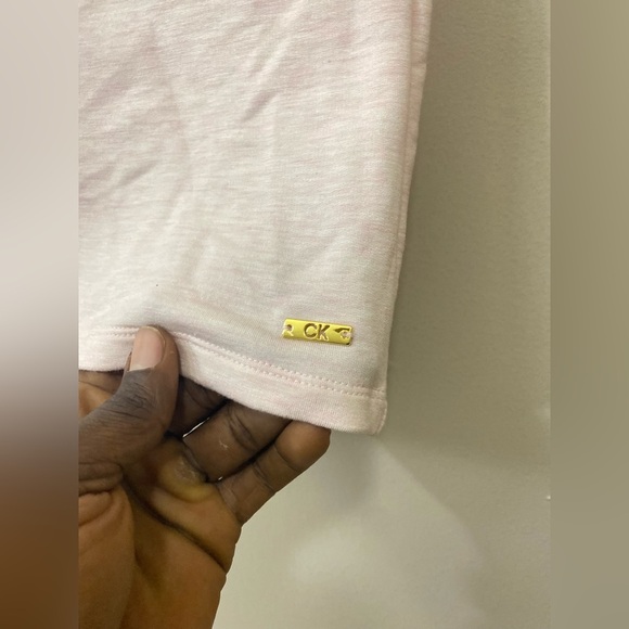 Women’s CALVIN KLEIN Pink Casual Athletic Clean Girl V Neck Dress Shirt Size L - Picture 4 of 12